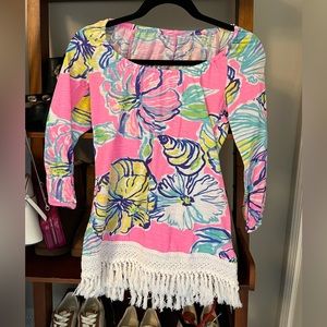 Lilly Pulitzer off the shoulder blouse, XXS, fits like a S, worn once